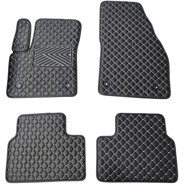Bilmattor i konstläder QuiltyMats OPEL MERIVA 2010-2017 (B) (Svart / grå sömmar)