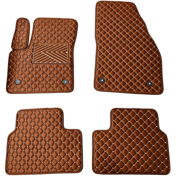 Bilmattor i konstläder QuiltyMats OPEL MERIVA 2010-2017 (B) (Brun / bruna sömmar)