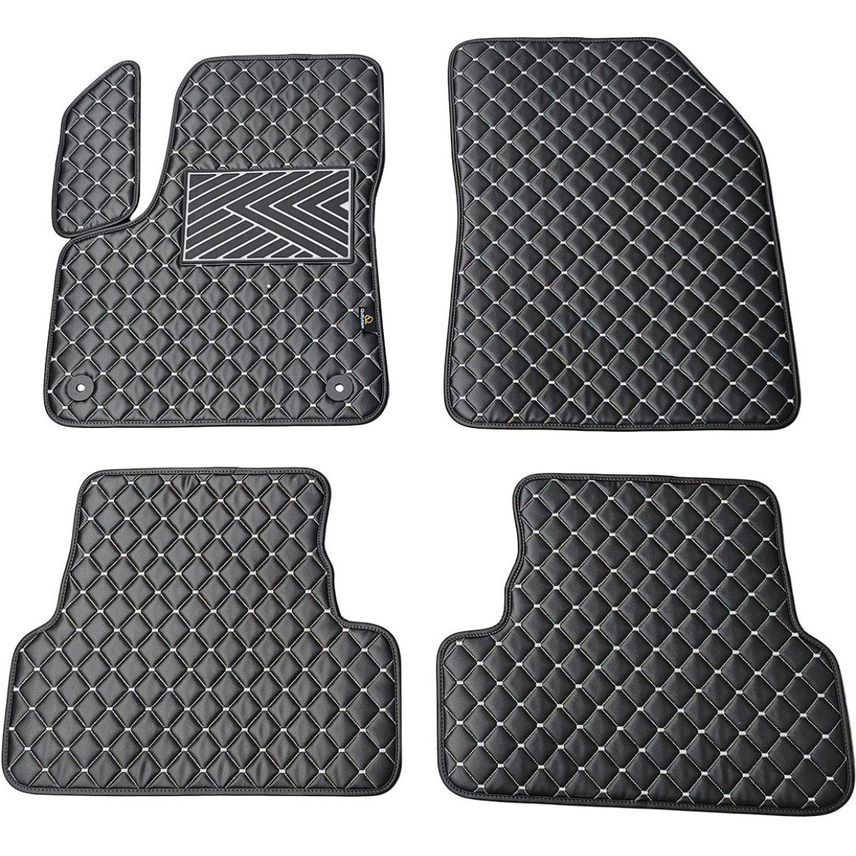Bilmattor i konstläder QuiltyMats PEUGEOT 3008 2017-2024 (Svart / grå sömmar)