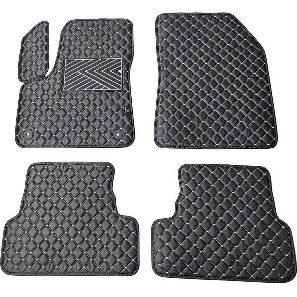 Bilmattor i konstläder QuiltyMats PEUGEOT 3008 2017-2024 (Svart / grå sömmar)
