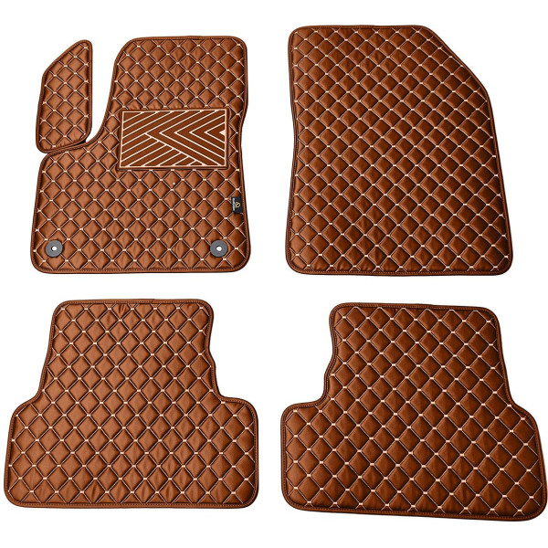Bilmattor i konstläder QuiltyMats PEUGEOT 3008 2017-2024 (Brun / bruna sömmar)