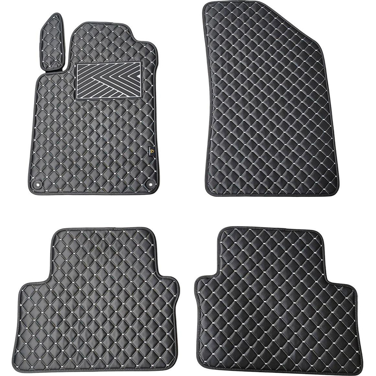 Bilmattor i konstläder QuiltyMats PEUGEOT 508 2011-2018 (Svart / grå sömmar)