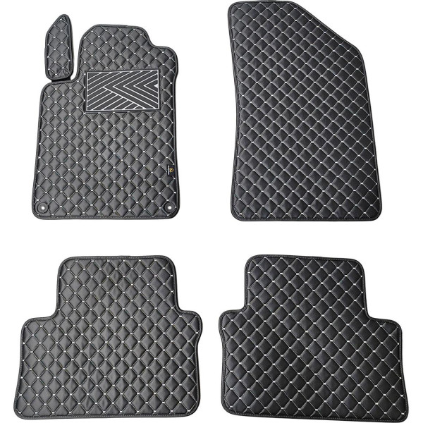 Bilmattor i konstläder QuiltyMats PEUGEOT 508 2011-2018 (Svart / grå sömmar)