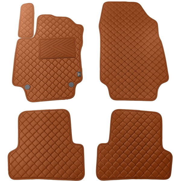 Bilmattor i konstläder QuiltyMats RENAULT CAPTUR 2013-2018 (Brun / bruna sömmar)