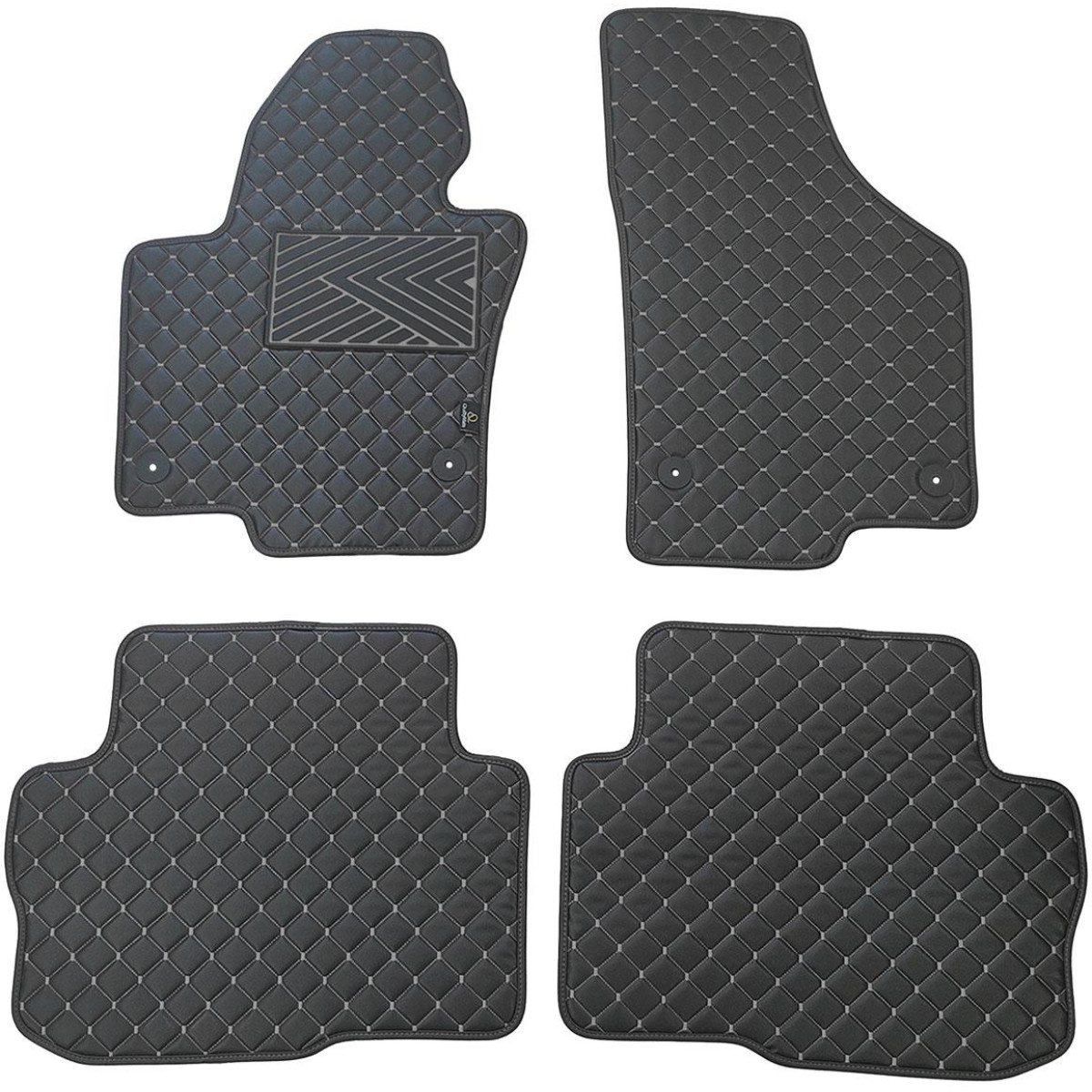 Bilmattor i konstläder QuiltyMats SKODA SUPERB 2008-2015 (Svart / grå sömmar)