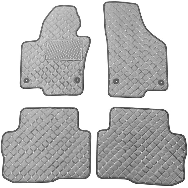Bilmattor i konstläder QuiltyMats SKODA SUPERB 2008-2015 (Grå / grå sömmar)