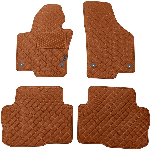 Bilmattor i konstläder QuiltyMats SKODA SUPERB 2008-2015 (Brun / bruna sömmar)