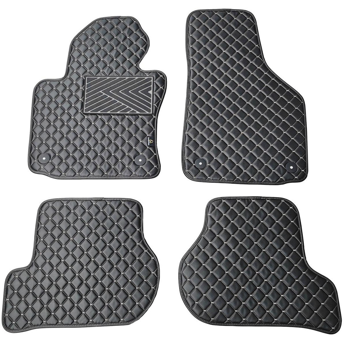 Bilmattor i konstläder QuiltyMats VOLKSWAGEN GOLF 2003-2009 (Svart / grå sömmar)