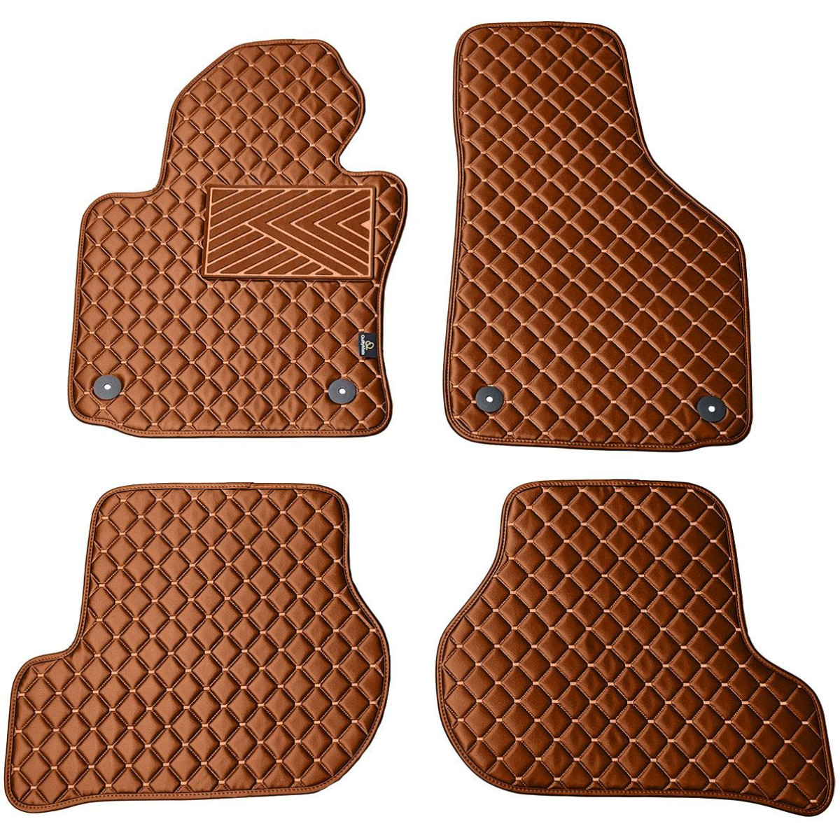 Bilmattor i konstläder QuiltyMats VOLKSWAGEN GOLF 2003-2009 (Brun / bruna sömmar)