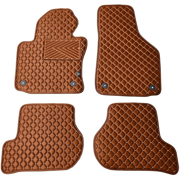 Bilmattor i konstläder QuiltyMats VOLKSWAGEN GOLF 2003-2009 (Brun / bruna sömmar)