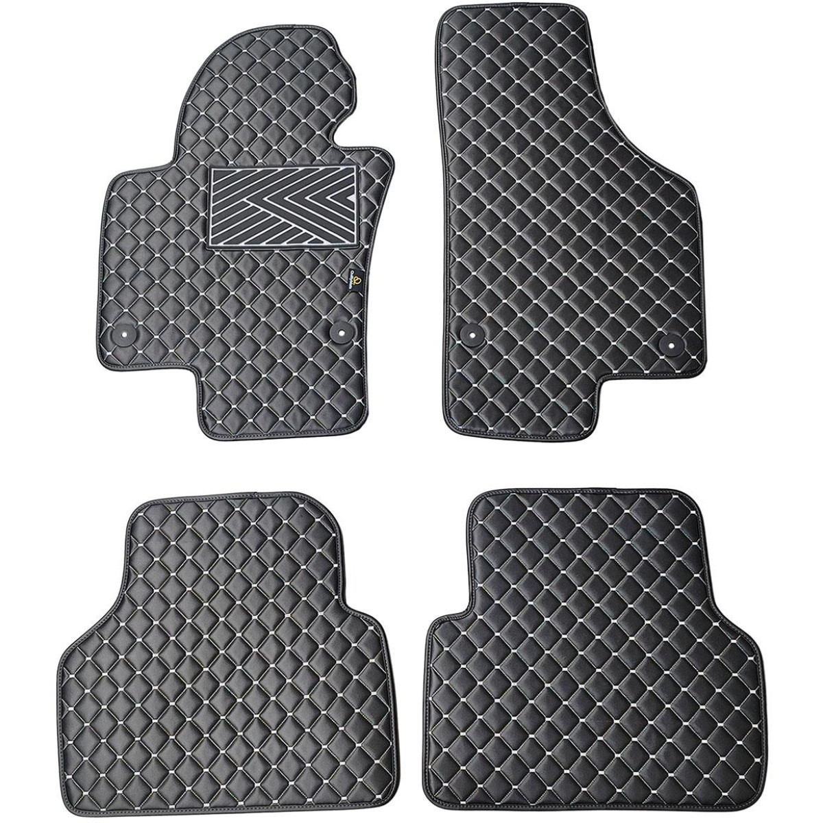 Bilmattor i konstläder QuiltyMats VOLKSWAGEN TIGUAN 2007-2016 (Svart / grå sömmar)