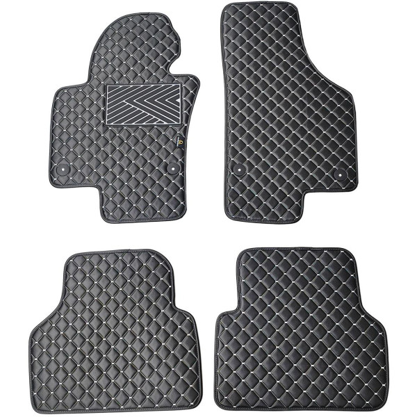 Bilmattor i konstläder QuiltyMats VOLKSWAGEN TIGUAN 2007-2016 (Svart / grå sömmar)