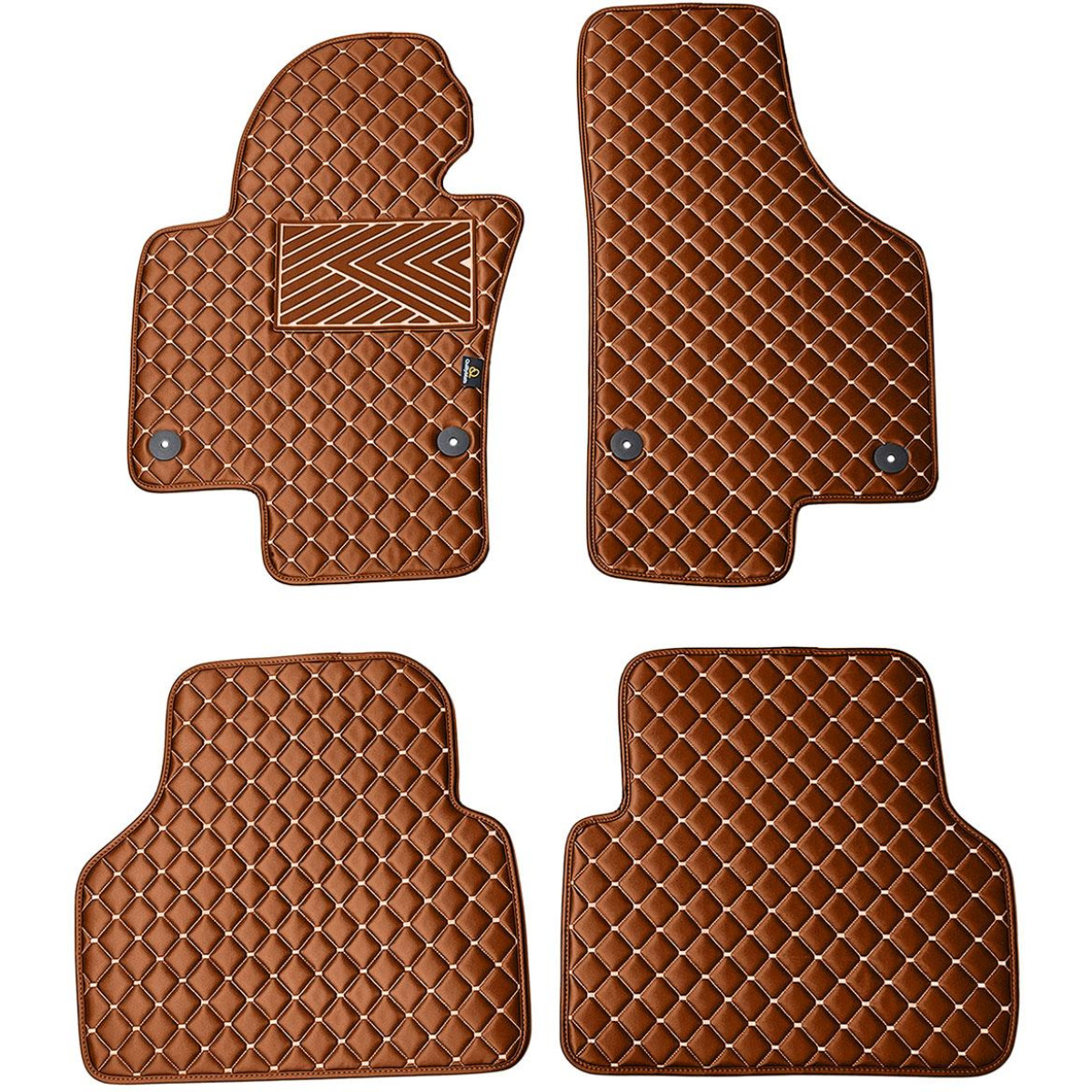 Bilmattor i konstläder QuiltyMats VOLKSWAGEN TIGUAN 2007-2016 (Brun / bruna sömmar)