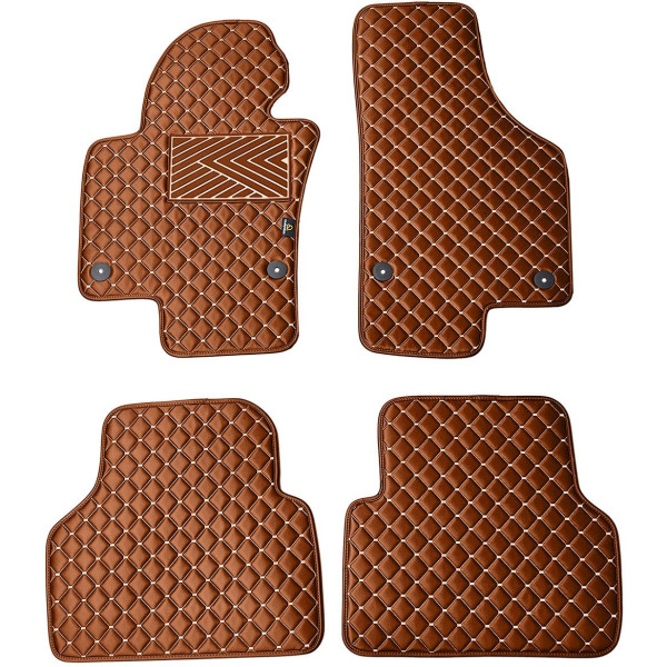 Bilmattor i konstläder QuiltyMats VOLKSWAGEN TIGUAN 2007-2016 (Brun / bruna sömmar)