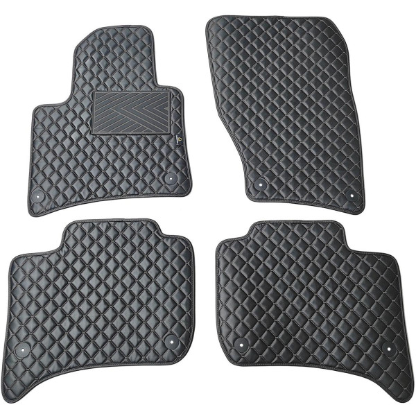 Bilmattor i konstläder QuiltyMats VOLKSWAGEN TOUAREG 2010-2018 (Svart / svarta sömmar)
