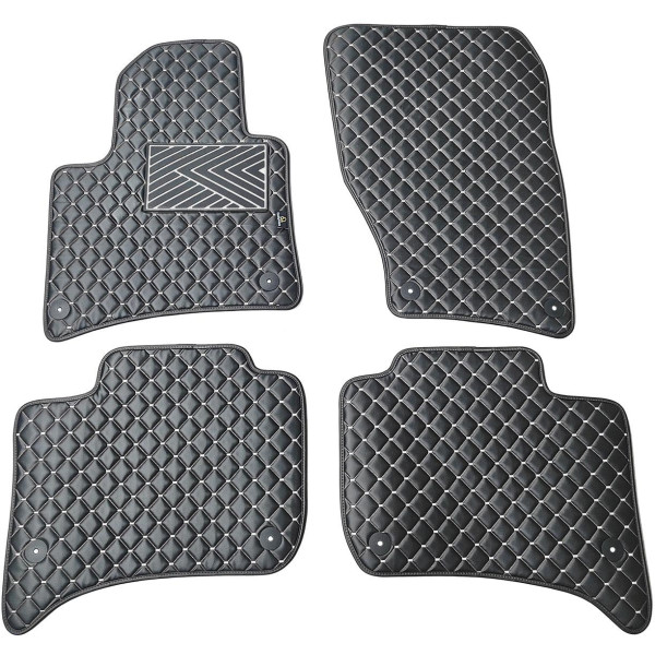 Bilmattor i konstläder QuiltyMats VOLKSWAGEN TOUAREG 2010-2018 (Svart / grå sömmar)