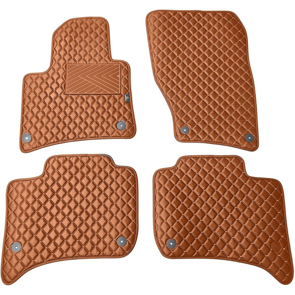 Bilmattor i konstläder QuiltyMats VOLKSWAGEN TOUAREG 2010-2018 (Brun / bruna sömmar)