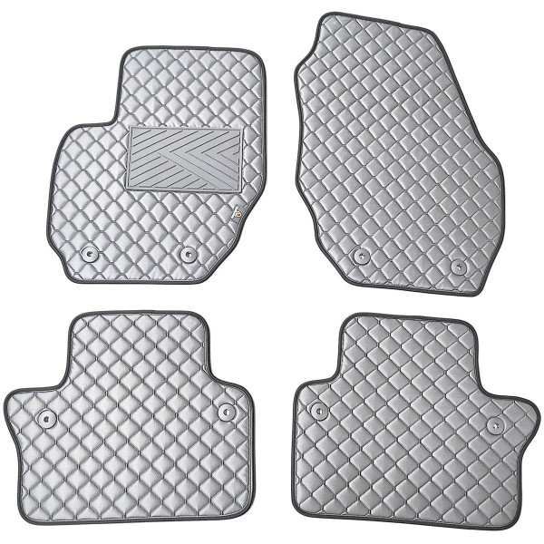 Bilmattor i konstläder QuiltyMats VOLVO S80 2006-2016 (Grå / grå sömmar)