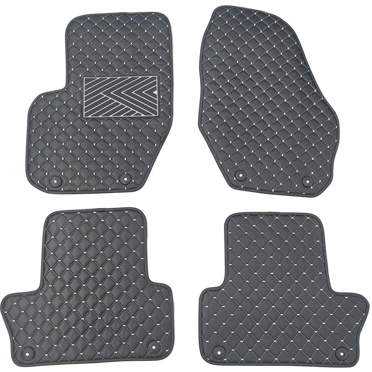 Bilmattor i konstläder QuiltyMats VOLVO XC60 2008-2017 (Svart / grå sömmar)