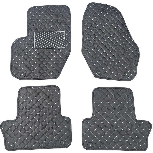 Bilmattor i konstläder QuiltyMats VOLVO XC60 2008-2017 (Svart / grå sömmar)