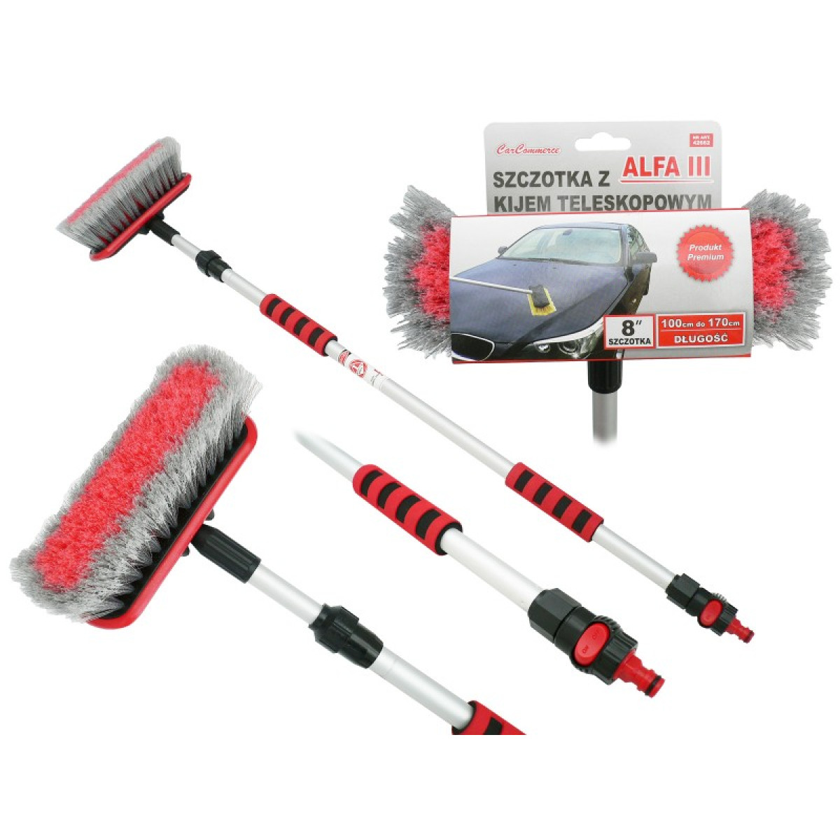 Teleskopborste med vattenanslutning ALFA III, 100-170 cm