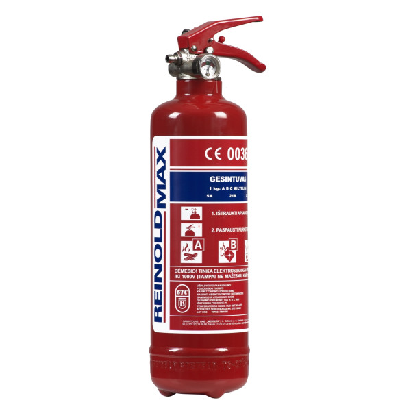 Brandsläckare 1 kg ABC med manometer Reinold Max