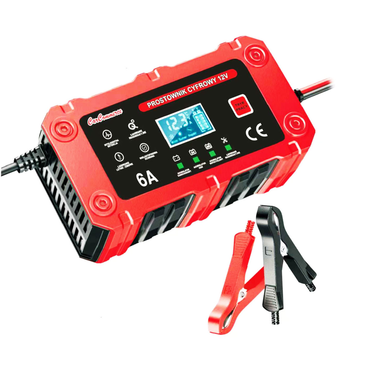 Digital batteriladdare, 12 V, 6 A, LiFePO4 / AGM / GEL, BC-1206