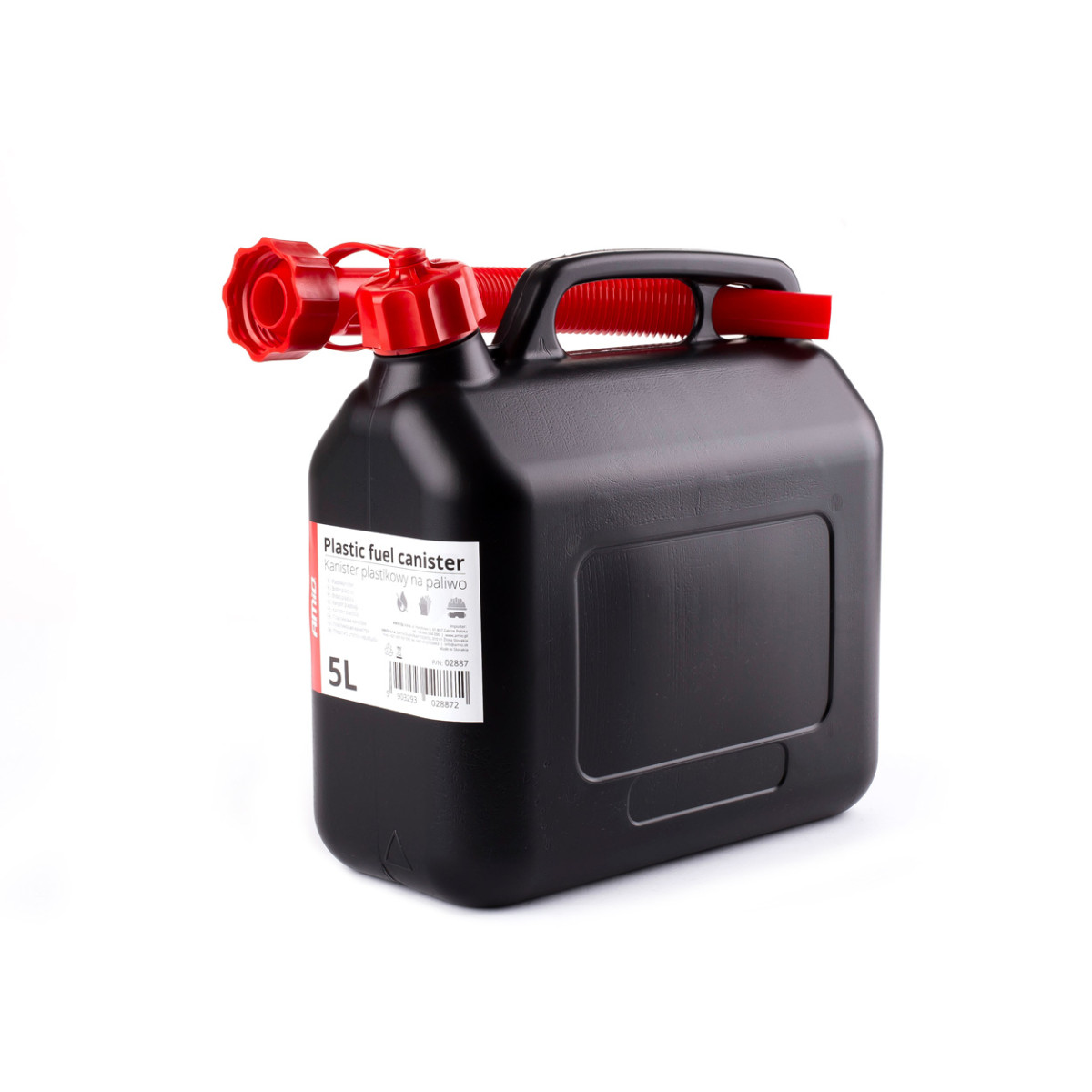Plastbränslebehållare 5 l, svart, 28×26×12 cm