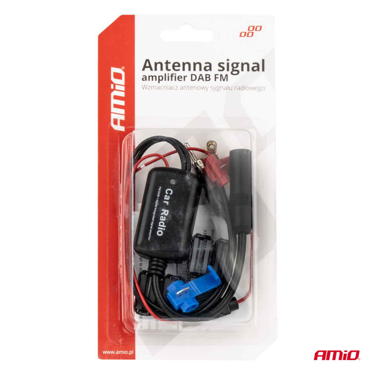 Radioantennförstärkare 12V DAB/FM AMIO-04134