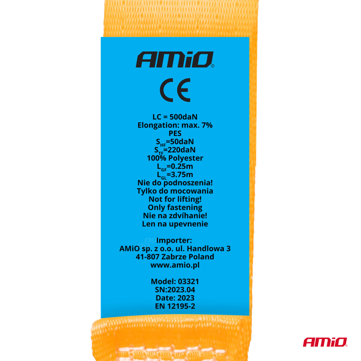 Lastsurrningsband med automatisk upprullare 1000/500 kg, 4 mx 38 mm, J-TYPE AMIO-03321