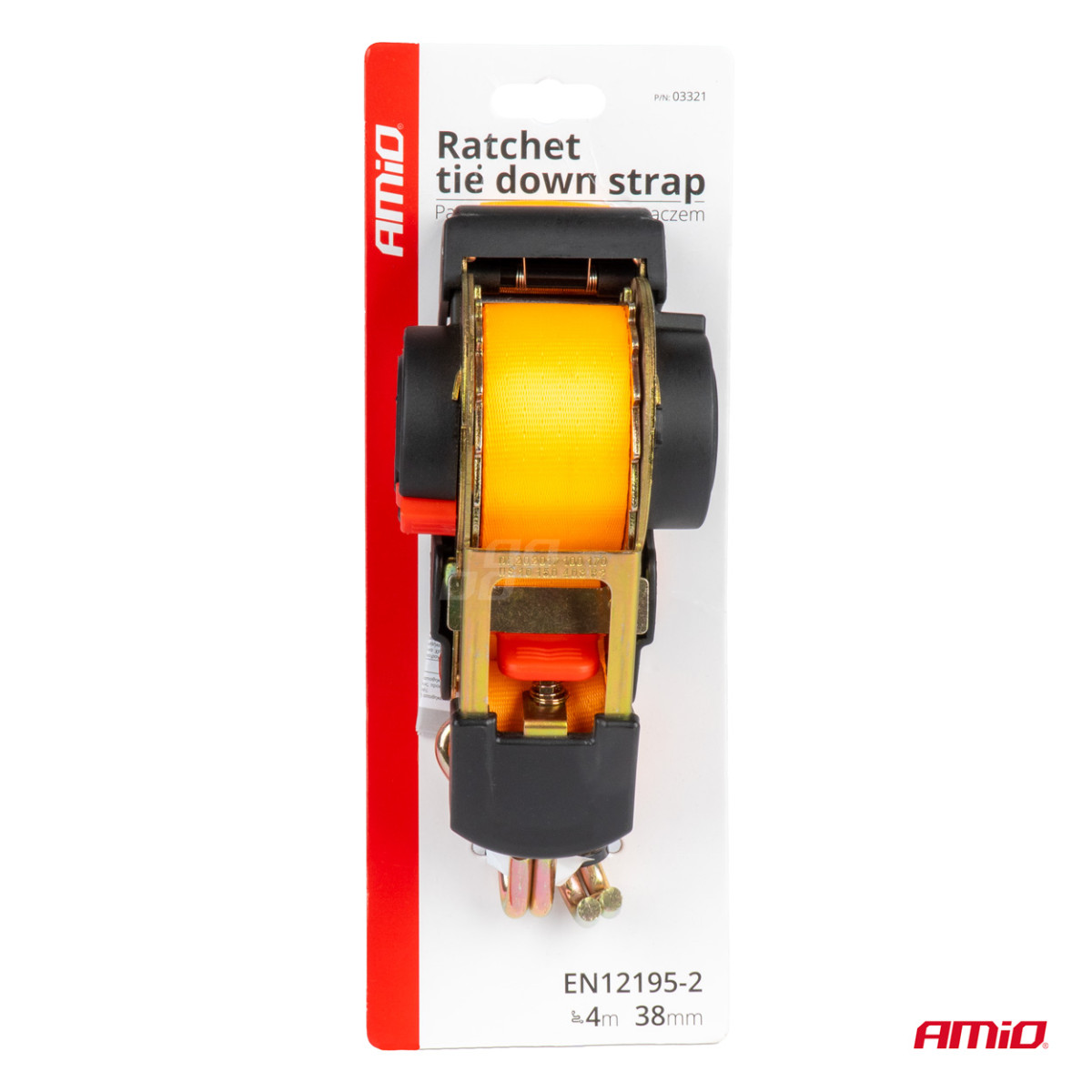 Lastsurrningsband med automatisk upprullare 1000/500 kg, 4 mx 38 mm, J-TYPE AMIO-03321