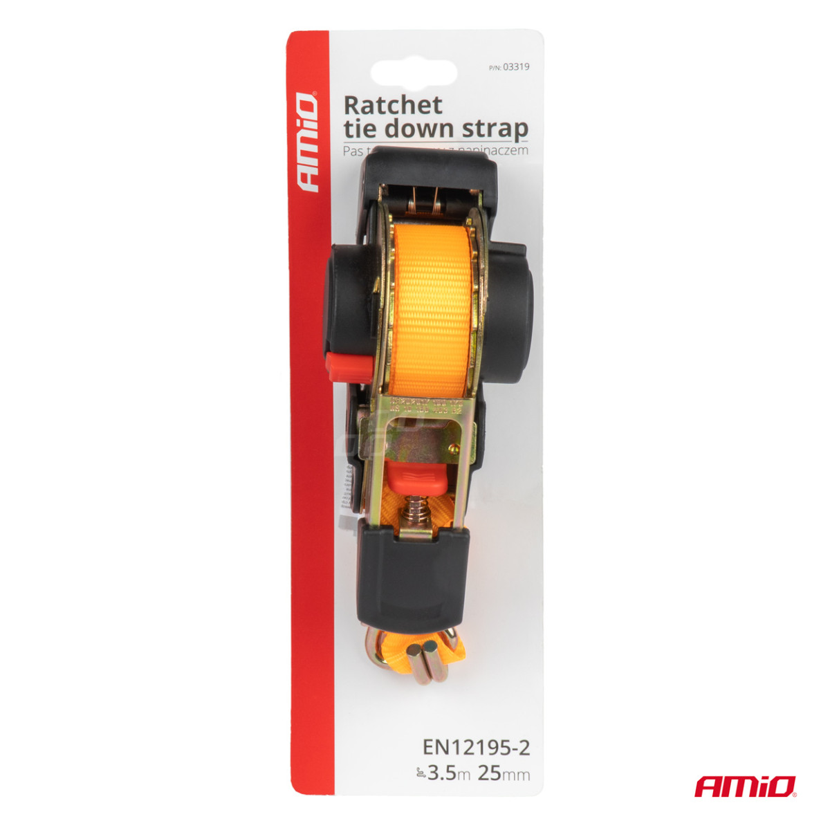 Lastsurrningsband med automatisk upprullare 640/320 kg, 3,5 mx 25 mm, J-TYPE AMIO-03319