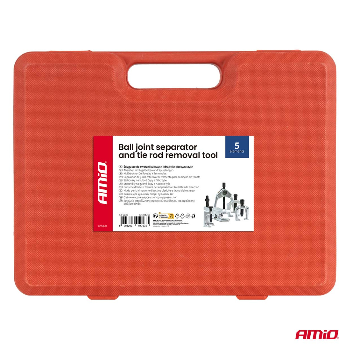 Verktygssats för borttagning av kulled och styrstångsände, 5 delar. AMIO-04767