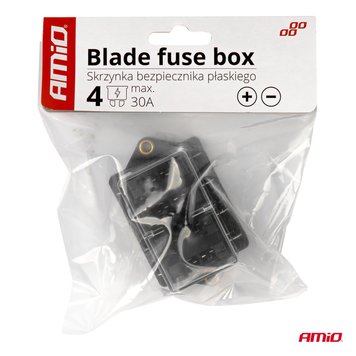 Säkringsbox, 4 platser för bladsäkringar (ATO/UNI) AMIO-03040