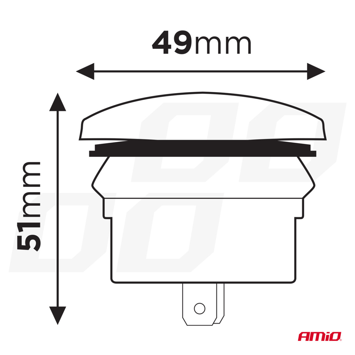 Vattentät telefonladdare med röd LED-belysning, USB + USB C QC3.0 12/24V AMIO-04229