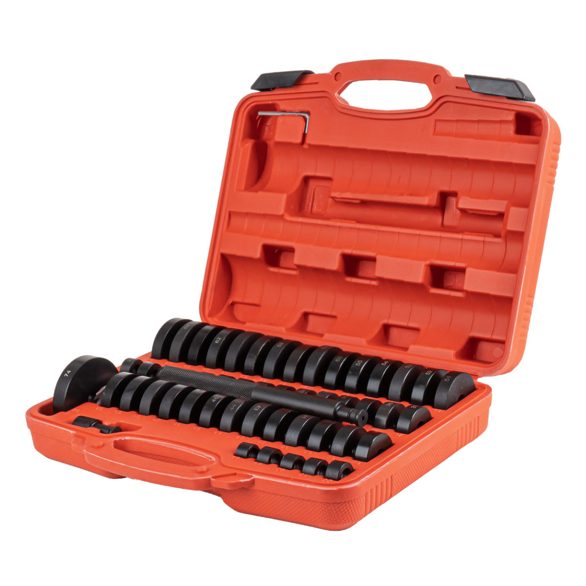 Verktygssats för montering och demontering av bussningar, lager och tätningar, 52 delar. AMIO-04771