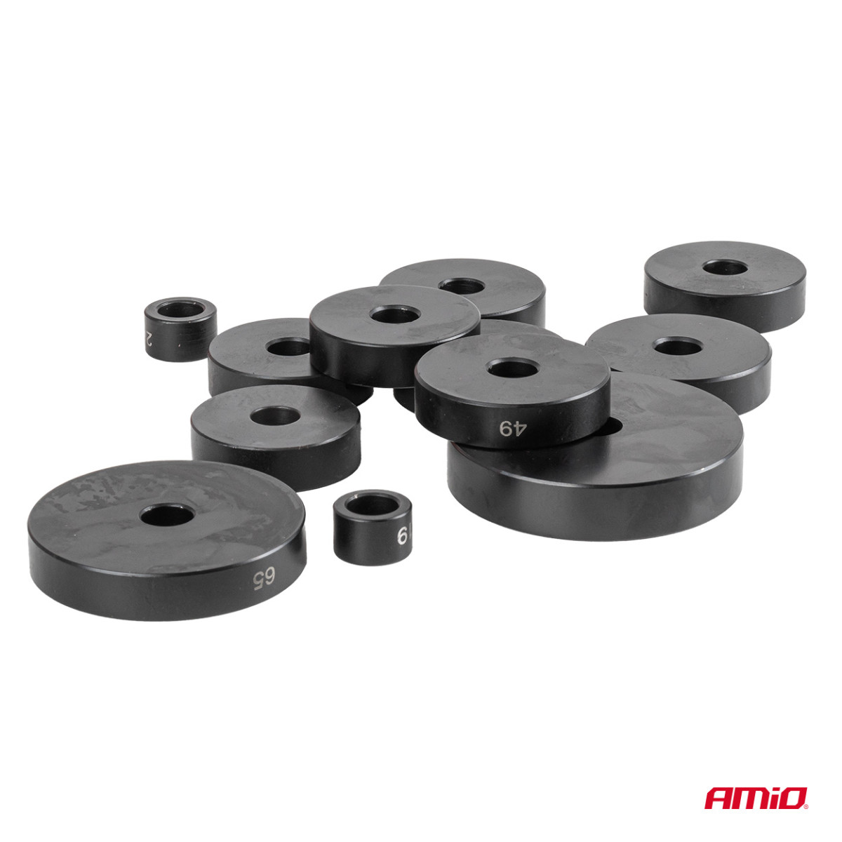 Verktygssats för montering och demontering av bussningar, lager och tätningar, 52 delar. AMIO-04771