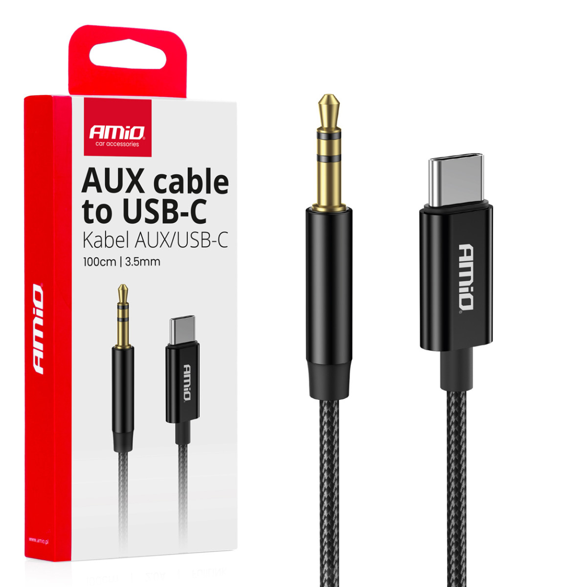 USB-C till 3,5 mm minijack AUX-kabel 1 m AMIO-04294