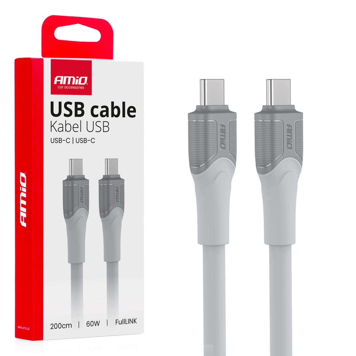 USB-C till USB-C-kabel 2 m 60W FullLINK X111 AMIO-04292