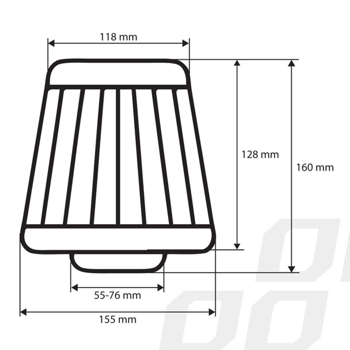 Koniskt luftfilter för bil, universal, röd/krom, med 3 adaptrar, AMIO-01282