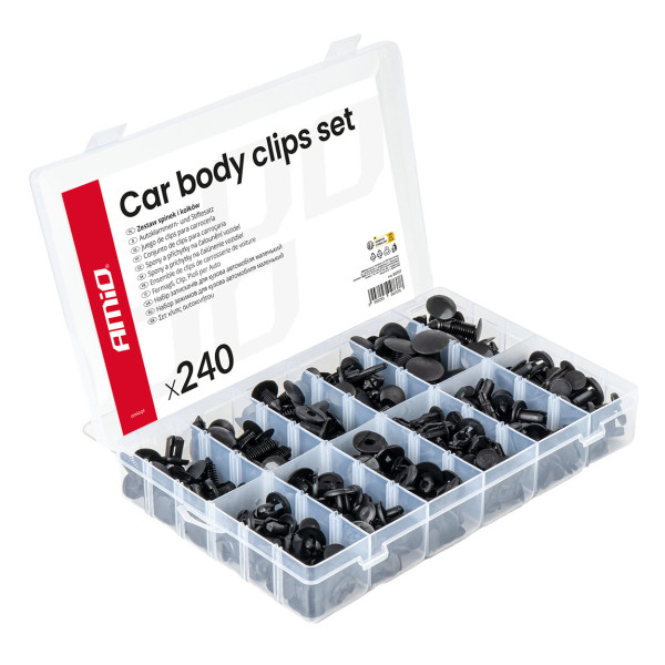 Sats med monteringsstift och klämmor för bilar, 240 st. AMIO-04737