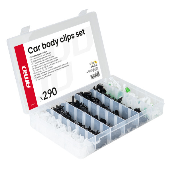Bilmonteringsstift och klämmor, 290 delar. AMIO-04742