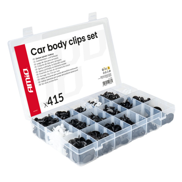Bilmonteringsstift och klämmor, 415 delar. AMIO-04738