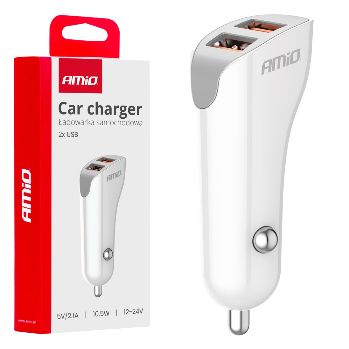 Billaddare 2x USB-A 2.1A 12/24V AMiO-03874