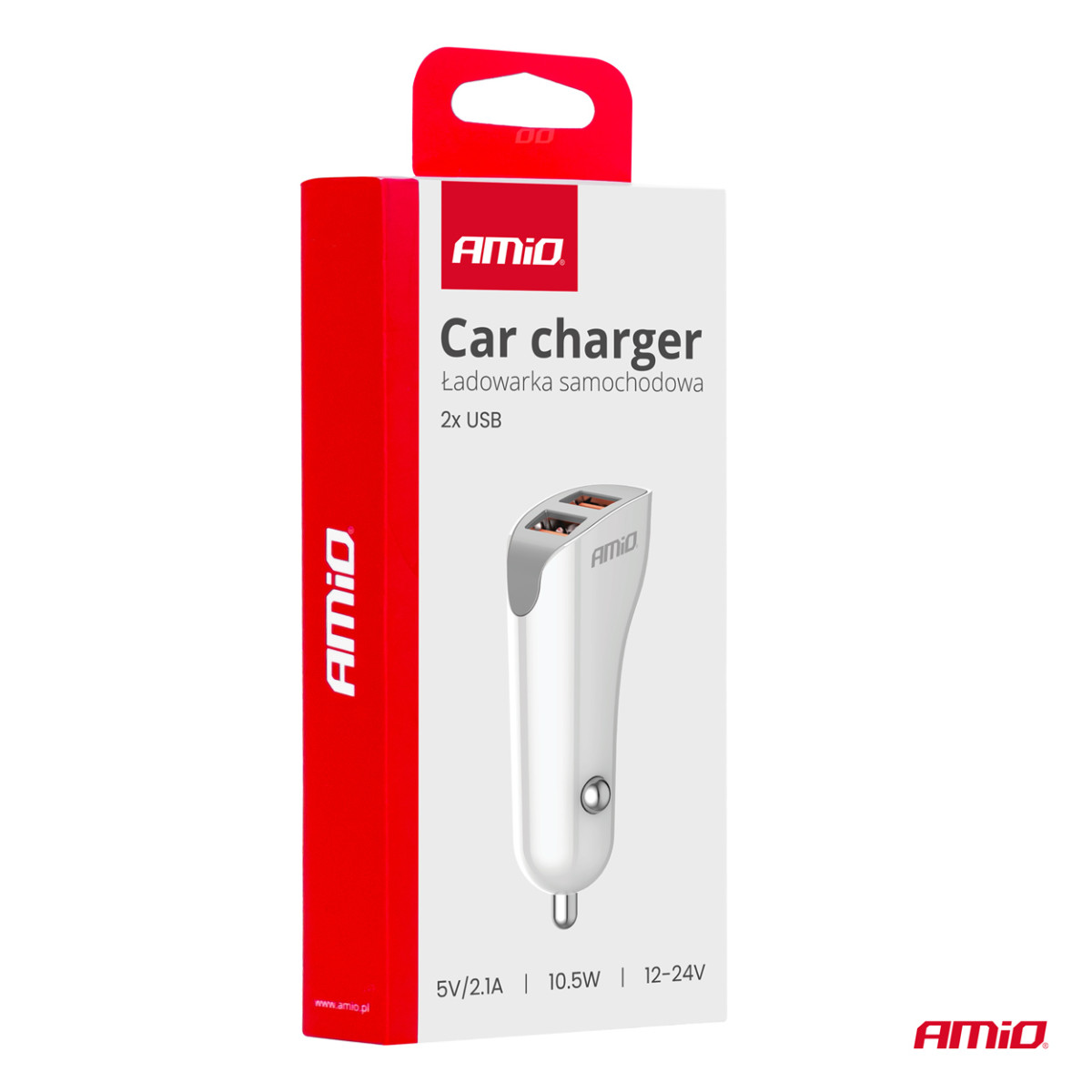 Billaddare 2x USB-A 2.1A 12/24V AMiO-03874