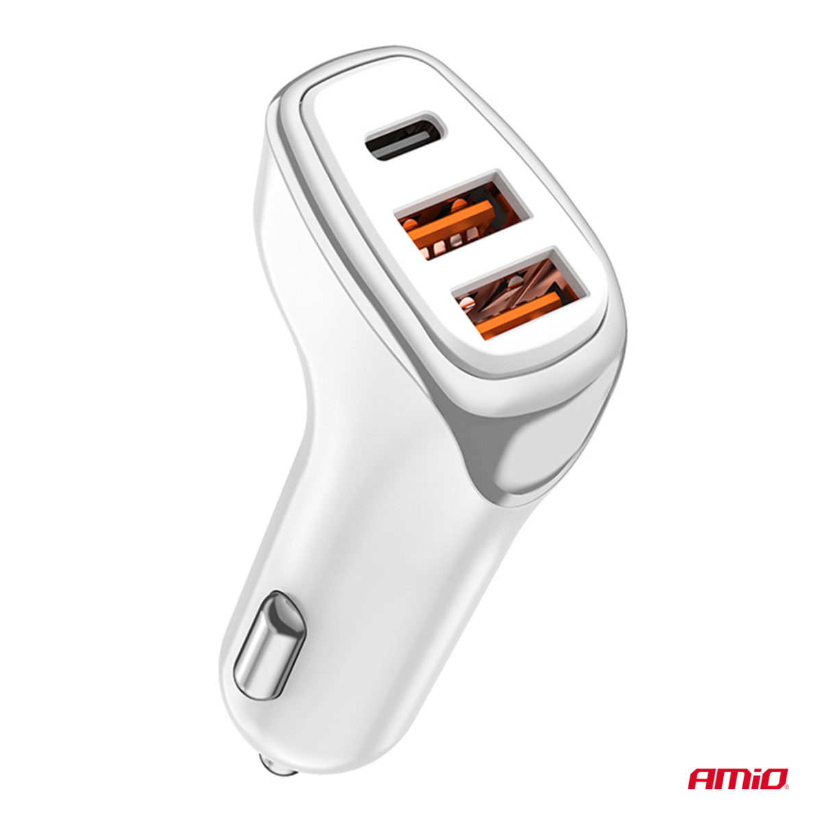Billaddare 2x USB-A + USB-C 38W 12/24V AMiO-03886