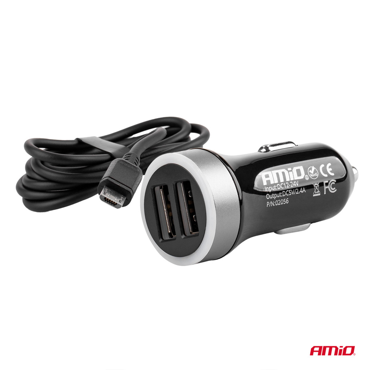 Billaddare PCH PRO-01 microUSB+2xUSB 2.4A 12/24V