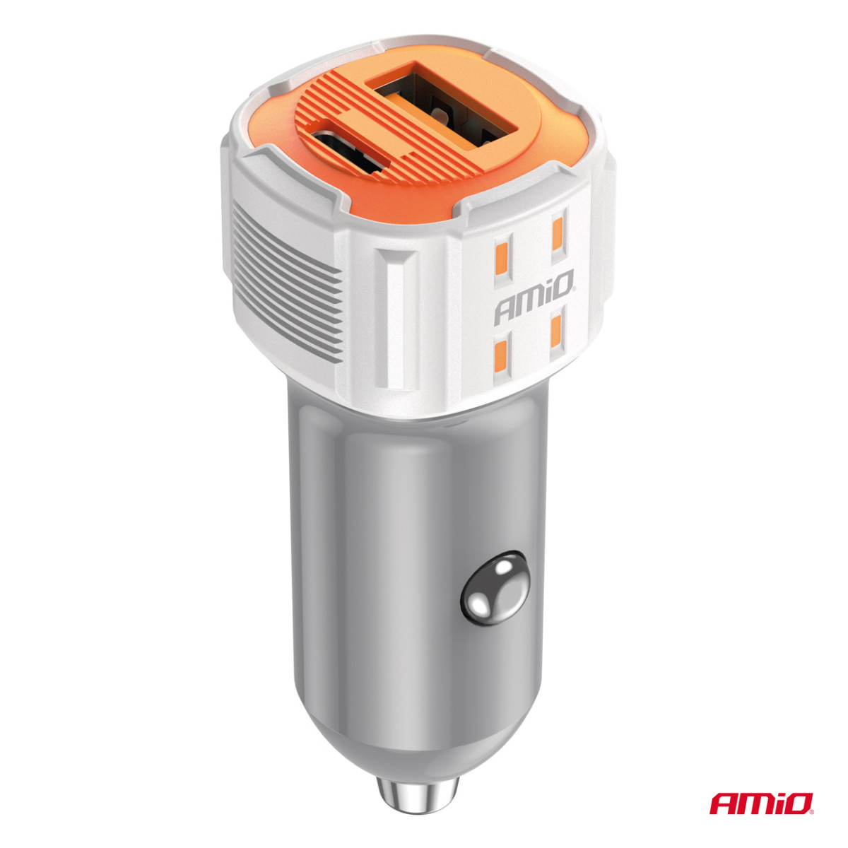 Billaddare USB-A + USB-C 20W 12/24V AMiO-03882