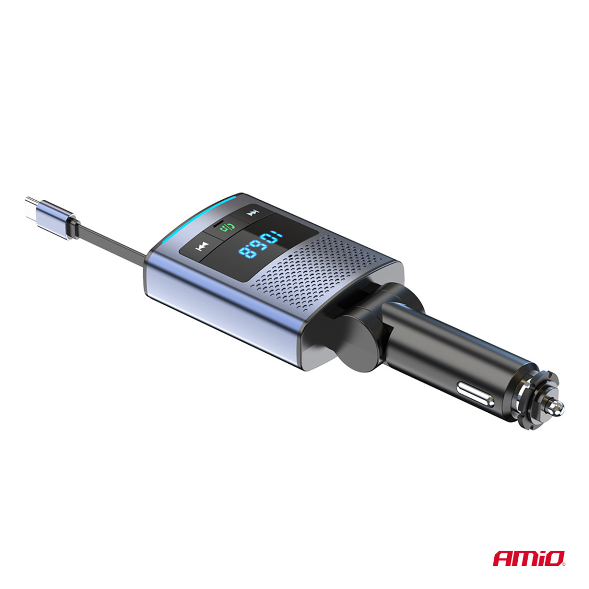 Bil FM-sändare, 1×USB-A 1×USB-C 12V 24V AMIO-04656