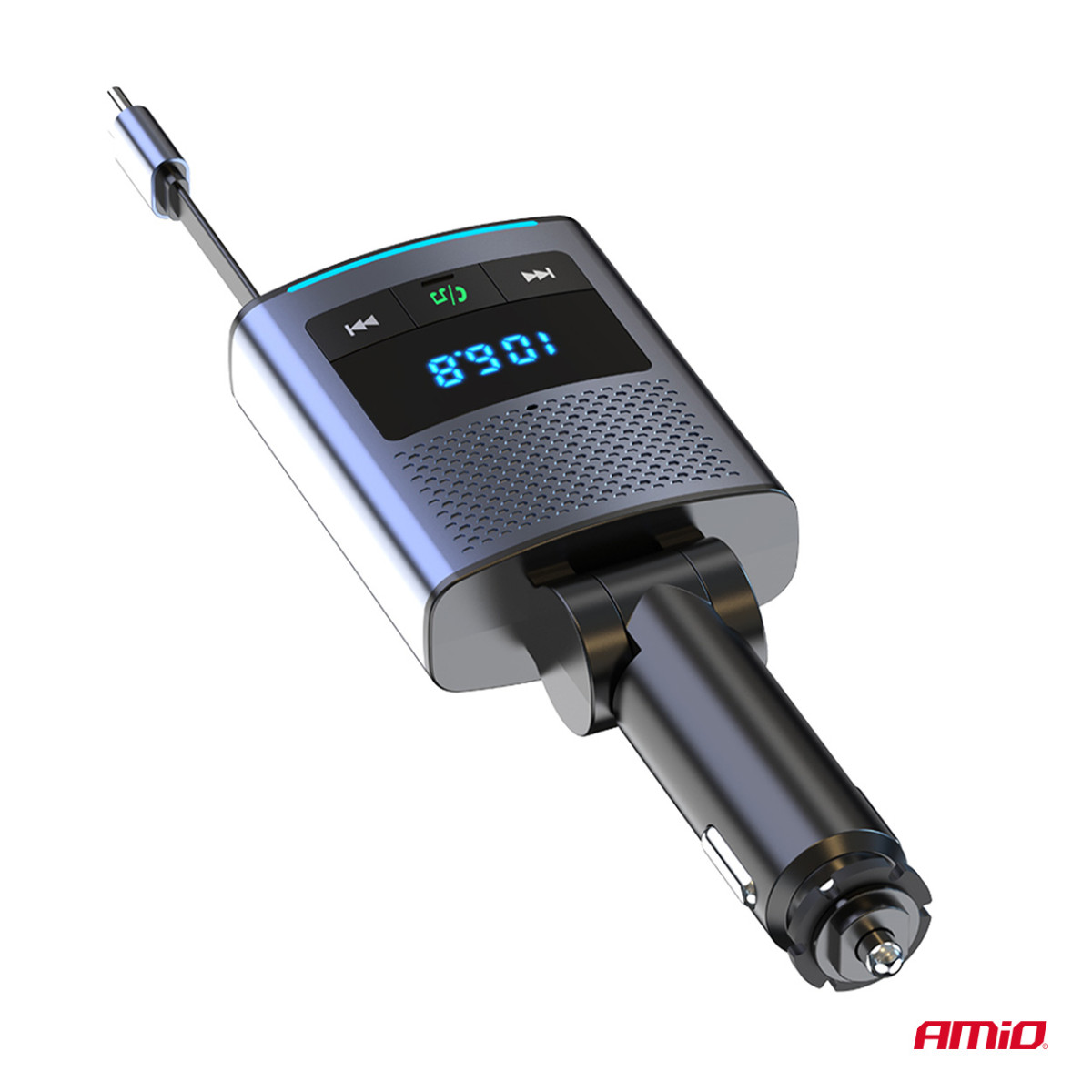 Bil FM-sändare, 1×USB-A 1×USB-C 12V 24V AMIO-04656